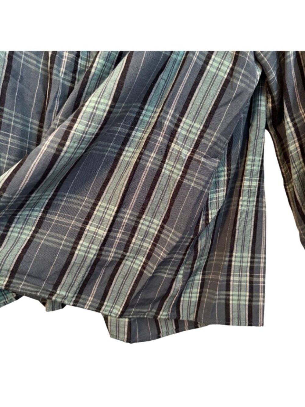 Lauren Conrad Sz L Plaid Square Neck Blouse Long Sleeve Lightweight Blouse - Picture 10 of 12
